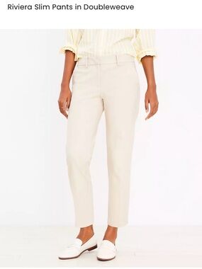 Riviera Slim Pants — Cream Slim Ankle Trousers
